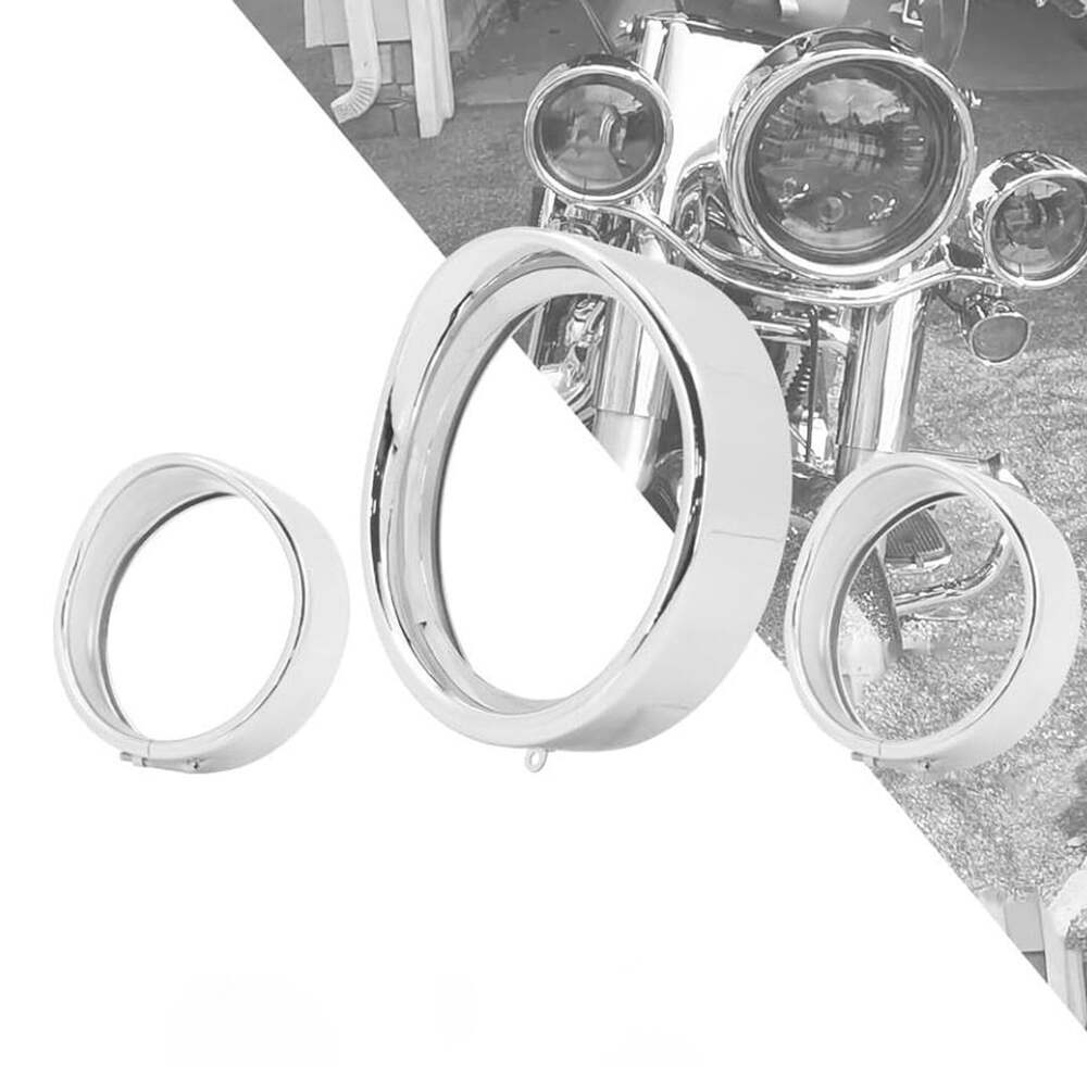 Motorcycle 7 Inch Headlight And 4.5 Inch Fog Light Trim Ring Set